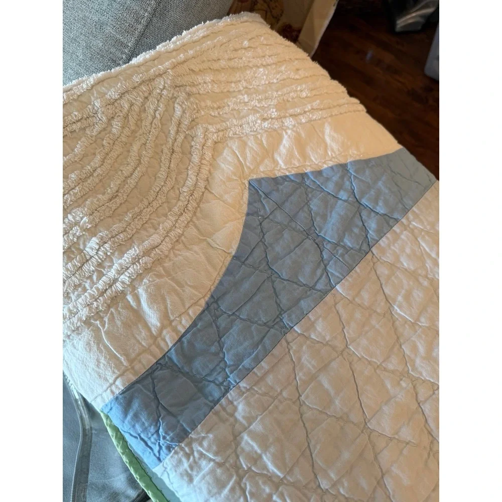 Twin Sized quilt, appliqué, and chenille with matching sham